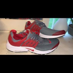 red and gray nike air men’s sneakers